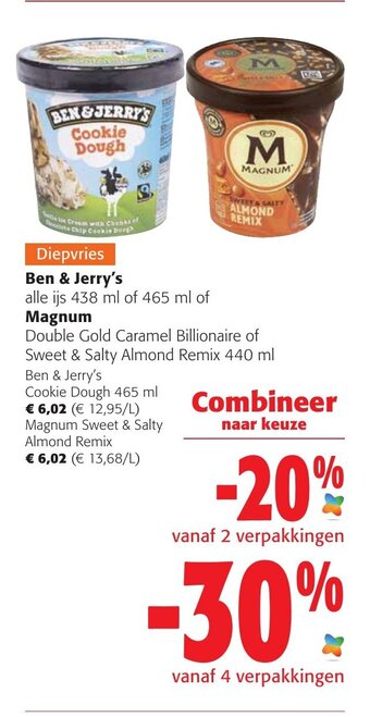 Colruyt Ben & Jerry's cookie dough 465ML aanbieding