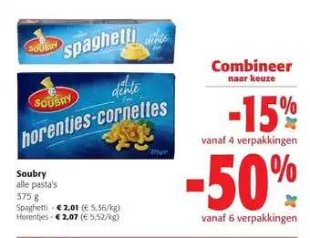 Colruyt Soubry Alle Pasta's 375g Spaghetti aanbieding