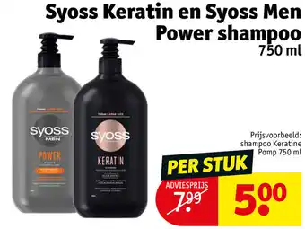 Kruidvat Syoss Keratin en Syoss Men Power shampoo 750ml aanbieding