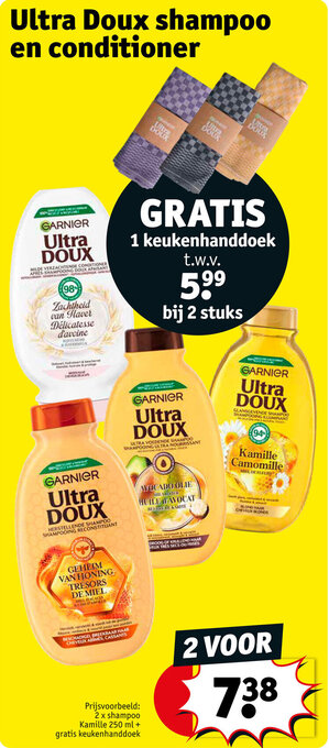 Kruidvat Ultra Doux shampoo en conditioner aanbieding