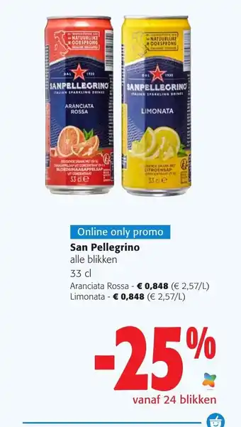 Colruyt San Pellegrino Alle Blikken 33cl Aranciata Rossa/Limonata aanbieding