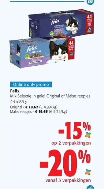 Colruyt Felix Mix Selectie in gelei Original of Malse reepjes 44 x 85 aanbieding