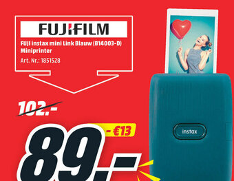 MediaMarkt Fuji instax mini link blauw (B14003-d) miniprinter aanbieding