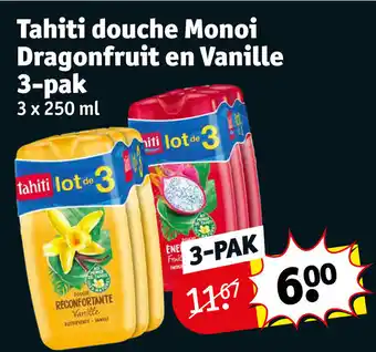 Kruidvat Tahiti douche Monoi Dragonfruit en Vanille 3-pak 3x250ml aanbieding