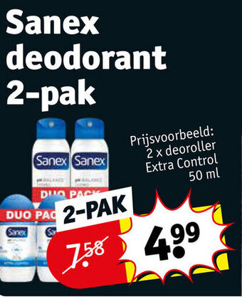 Kruidvat Sanex deodorant 2-pak aanbieding