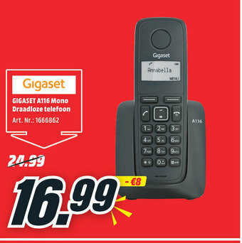 MediaMarkt Gigaset A116 Mono draadloze telefoon aanbieding