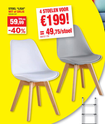 Hubo Stoel "Lisa" Wit of Grijs 905046-047 aanbieding