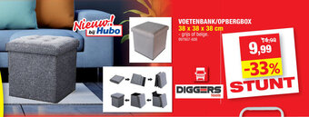Hubo Voetenbank/Opbergbox 38 x 38 x 38 cm 997607-608 aanbieding