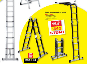 Hubo Vouwladder Met Stabilisator 4 x 3 treden aanbieding