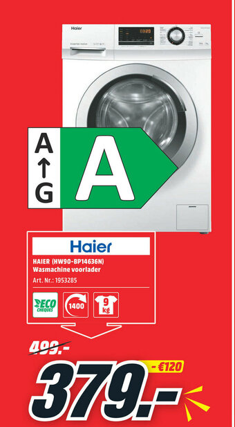 MediaMarkt Haier hw90-bp14636n wasmachine voorlader aanbieding