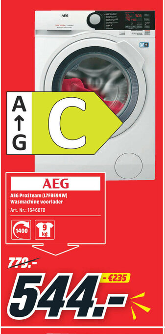 MediaMarkt Aeg prosteam L7fbe94w wasmachine voorlader aanbieding
