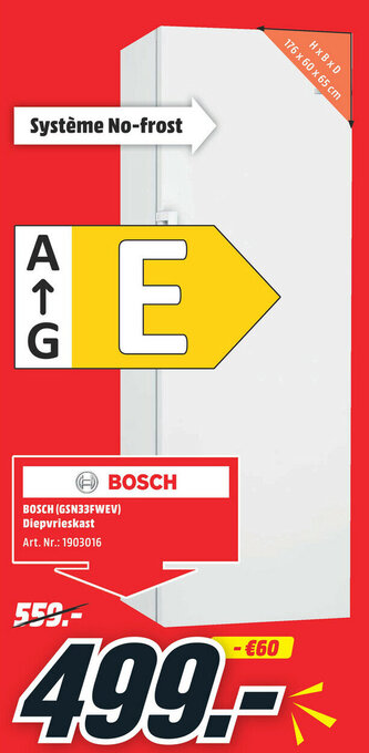 MediaMarkt Bosch gsn33fwev diepvrieskast aanbieding