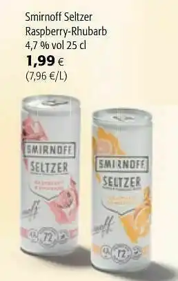 Colruyt Smirnoff seltzer raspberry-rhubarb aanbieding