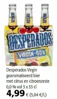 Colruyt Desperados virgin gearomatiseerd bier met citrus en citroenzeste aanbieding
