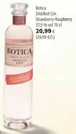 Colruyt Botica distilled gin strawberry-raspberry aanbieding