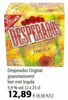 Colruyt Desperados original gearomatiseerd bier met tequila aanbieding