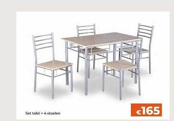 Set tafel + 4 stoelen