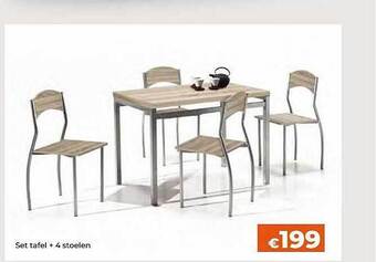 Euroshop Set tafel + 4 stoelen aanbieding