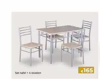Euroshop Set tafel + 4 stoelen aanbieding