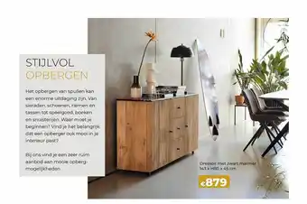 Euroshop Dressoir met zwart marmer aanbieding