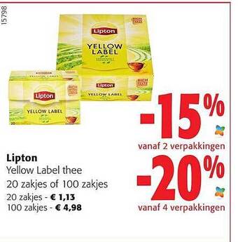 Colruyt Lipton yellow label thee aanbieding