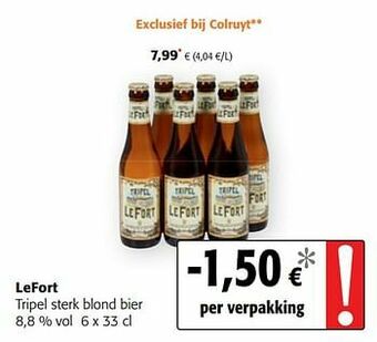 Colruyt Lefort tripel sterk blond bier aanbieding