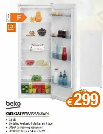 Beko koelkast bersse265k30wn