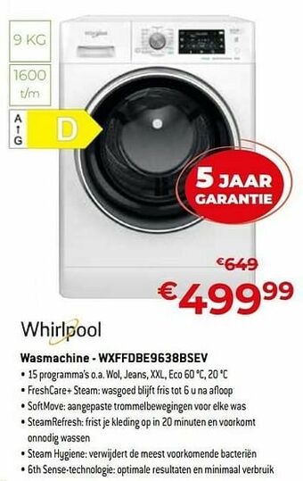 Exellent Whirlpool wasmachine - wxffdbe9638bsev aanbieding