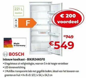 Exellent Bosch inbouw koelkast - bikir24nsf0 aanbieding