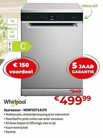 Exellent Whirlpool vaatwasser - wxwf03t141px aanbieding