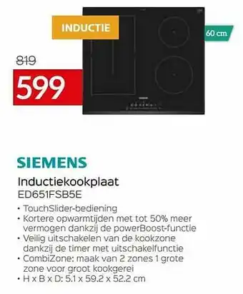 Selexion Siemens inductiekookplaat ed651fsb5e aanbieding