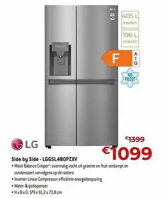 Exellent Lg side by side - lggsl480pzxv aanbieding