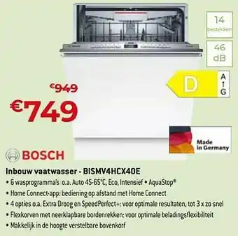 Exellent Bosch inbouw vaatwasser - bismv4hcx40e aanbieding