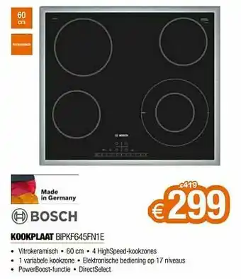 Expert Bosch kookplaat bipkf645fn1e aanbieding