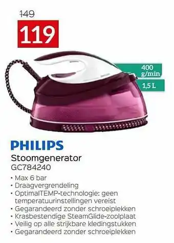Selexion Philips stoomgenerator gc784240 aanbieding