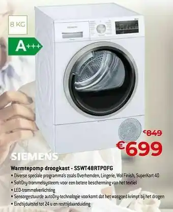 Exellent Siemens warmtepomp droogkast - sswt48rtp0fg aanbieding