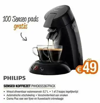 Expert Philips senseo koffiezet phhd655367pack aanbieding