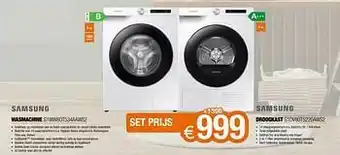 Expert Samsung wasmachine s1ww80t534aaws2 + samsung droogkast s1dv80t5220aws2 aanbieding