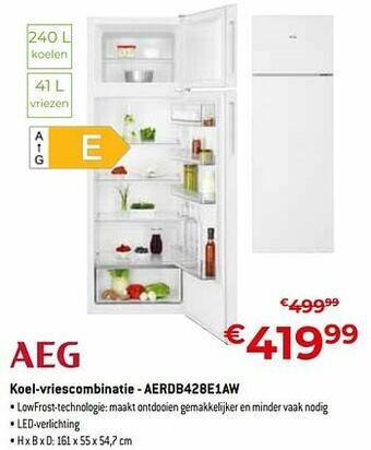 Exellent Aeg koel-vriescombinatie - aerdb428e1aw aanbieding