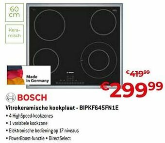 Exellent Bosch vitrokeramische kookplaat - bipkf645fn1e aanbieding