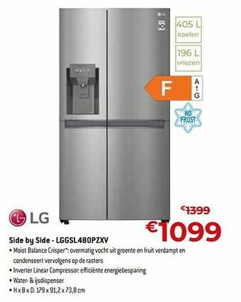 Exellent Lg side by side - lggsl480pzxv aanbieding