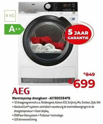Exellent Aeg warmtepomp droogkast - axt8dse84pb aanbieding