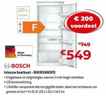 Exellent Bosch inbouw koelkast - bikir24nsf0 aanbieding