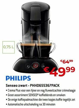 Exellent Philips senseo zwart - phhd655367pack aanbieding