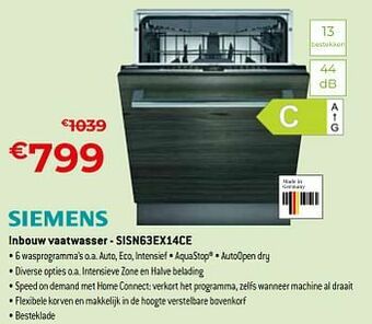 Exellent Siemens inbouw vaatwasser - sisn63ex14ce aanbieding