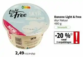 Colruyt Danone light + free skyr natuur aanbieding