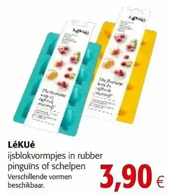 Lékué ijsblokvormpjes in rubber pinguïns of schelpen