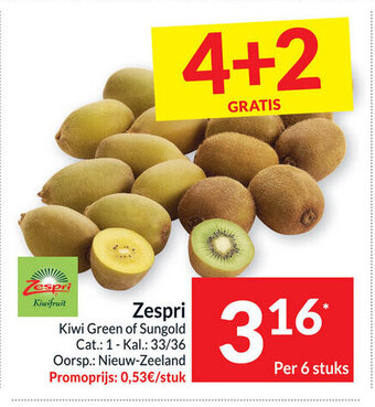 Zespri kiwi green of sungold