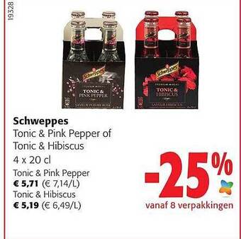 Colruyt Schweppes tonic & pink pepper of tonic & hibiscus aanbieding