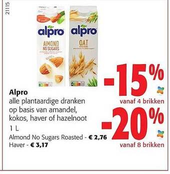 Alpro plantaardige dranken op basis van amandel, kokos, haver of hazelnoot